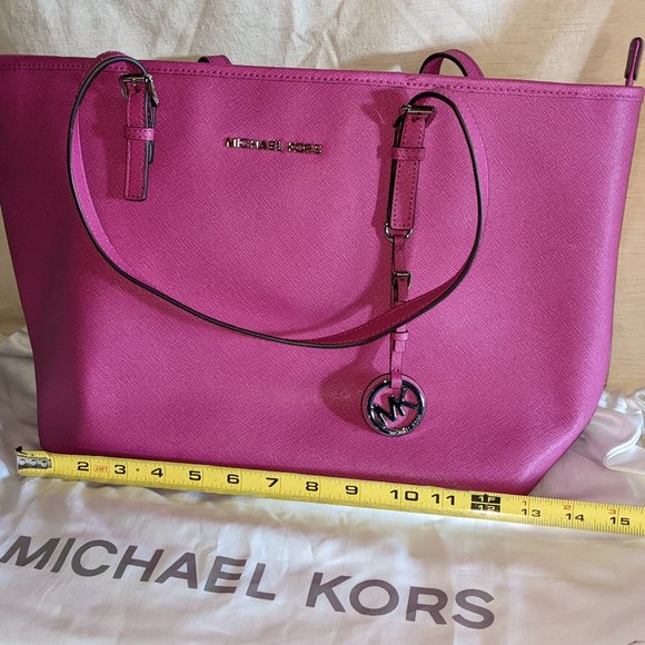 MICHAEL KORSJet Set Leather Travel Tote - Fuchsia - Picture 1 of 4